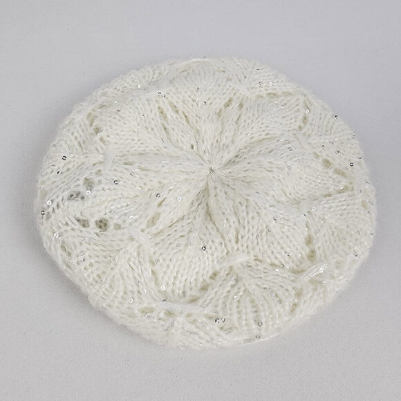 David & Young Cream Gold Sparkle Knit Tam Hat - Picture 5 of 8